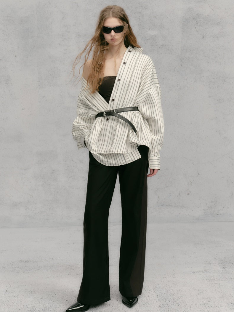 느슨한 줄무늬 셔츠