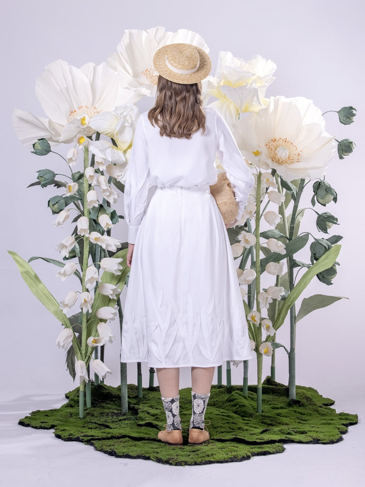 Embroidery Flower Ribbon Three-dimensional Shirt
