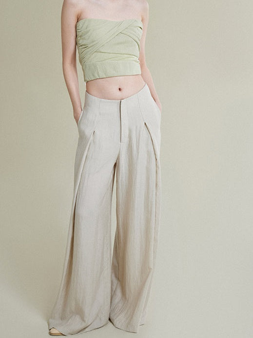 High-Low Drop Waist Wide-Leg Pants