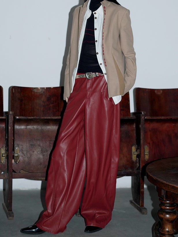 LOOSE STRAIGHT LEATHER PANTS