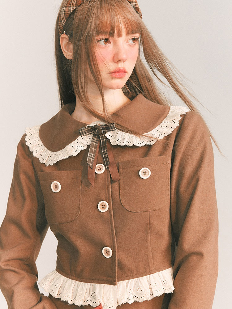 Veste courte à lame et jupe à plis