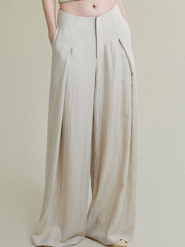 High-Low Drop Waist Wide-Leg Pants