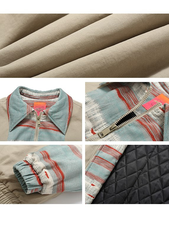 인쇄 패치 워크 드롭 어깨 패딩 재킷