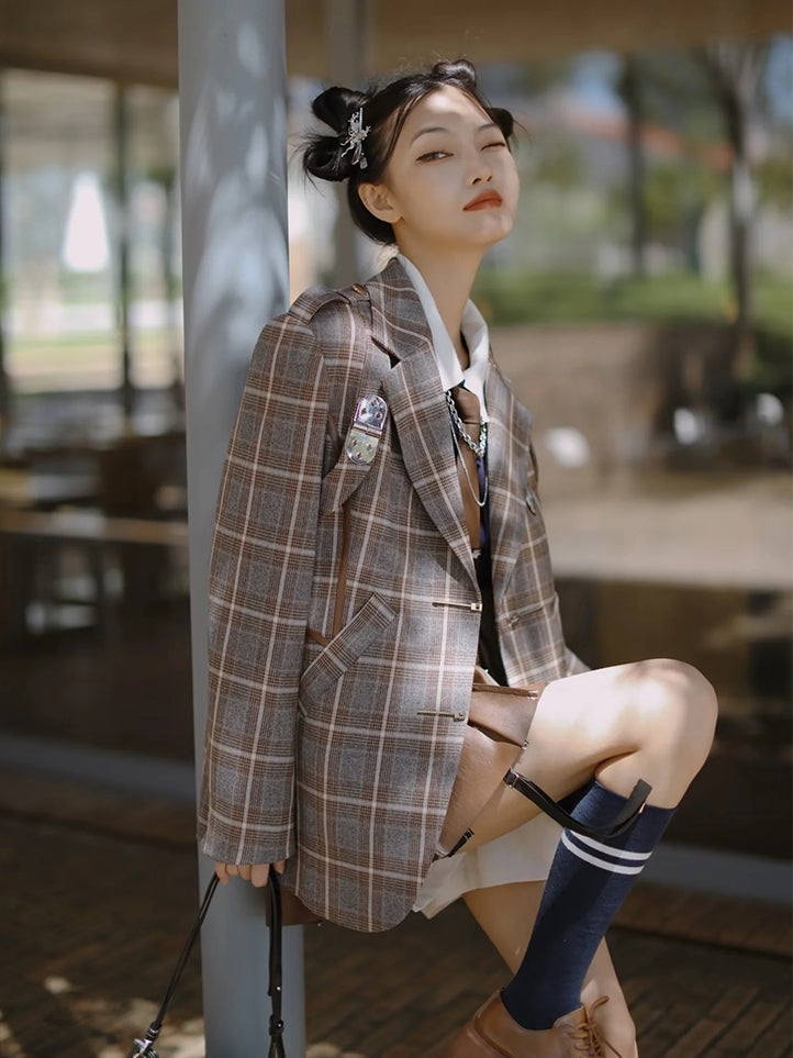 British Style Anzug Jacke & Shirt & Culottes