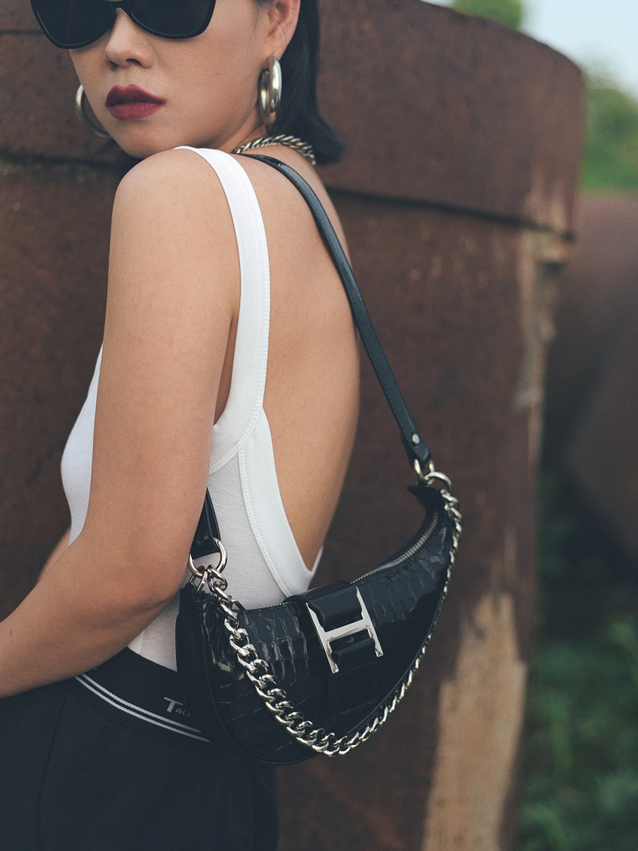 체인 겨드랑이 크로스 바디 미니 백