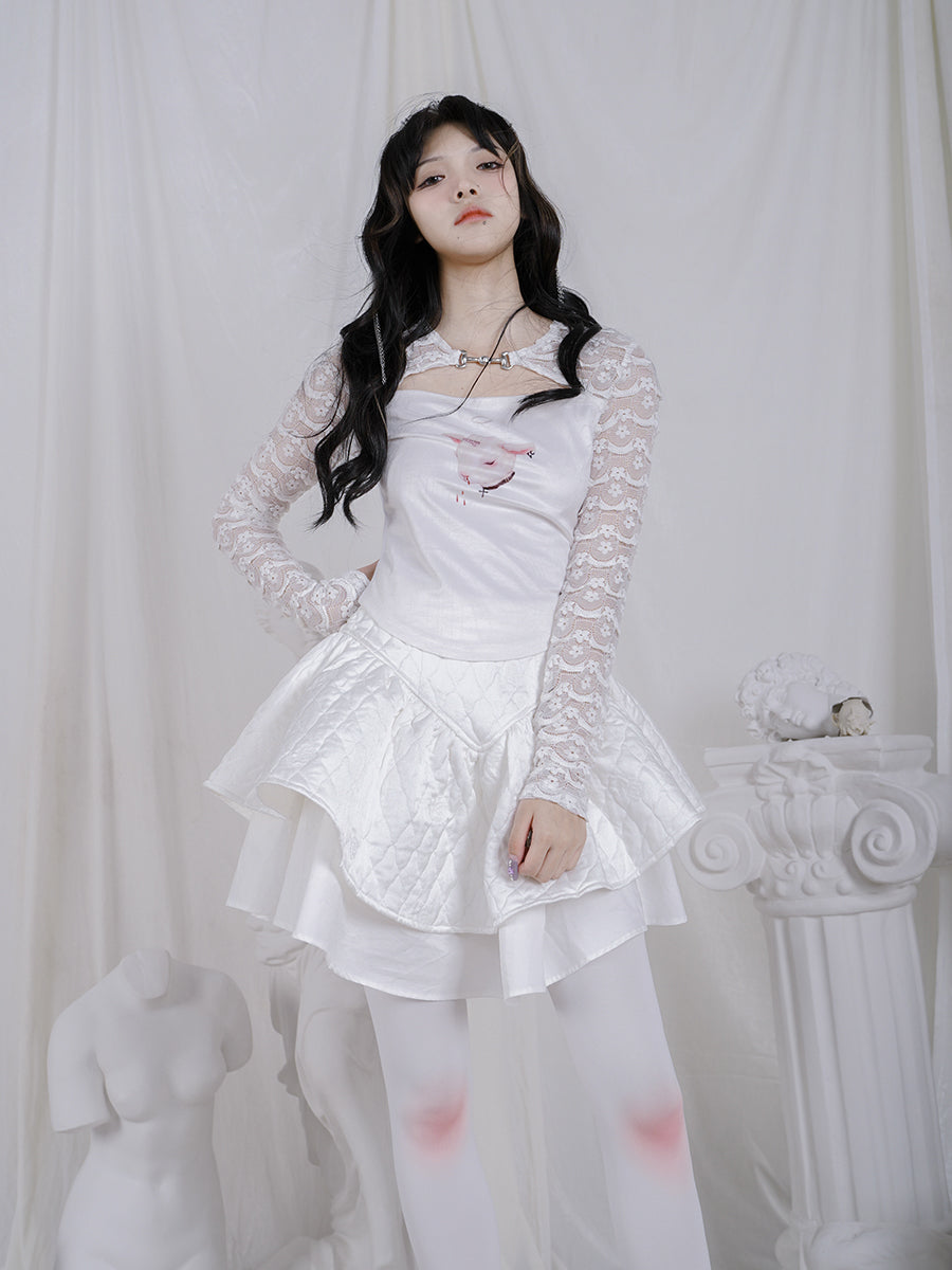 Quilting Embroidery Layered Lolita Gothic Short-Skirt