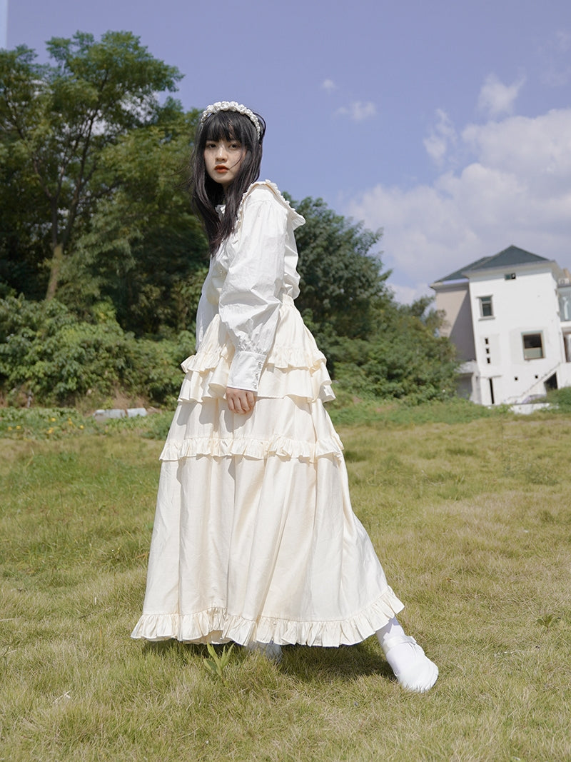 Abgestufte Retro Retro Fluffy Maid Ein Stück