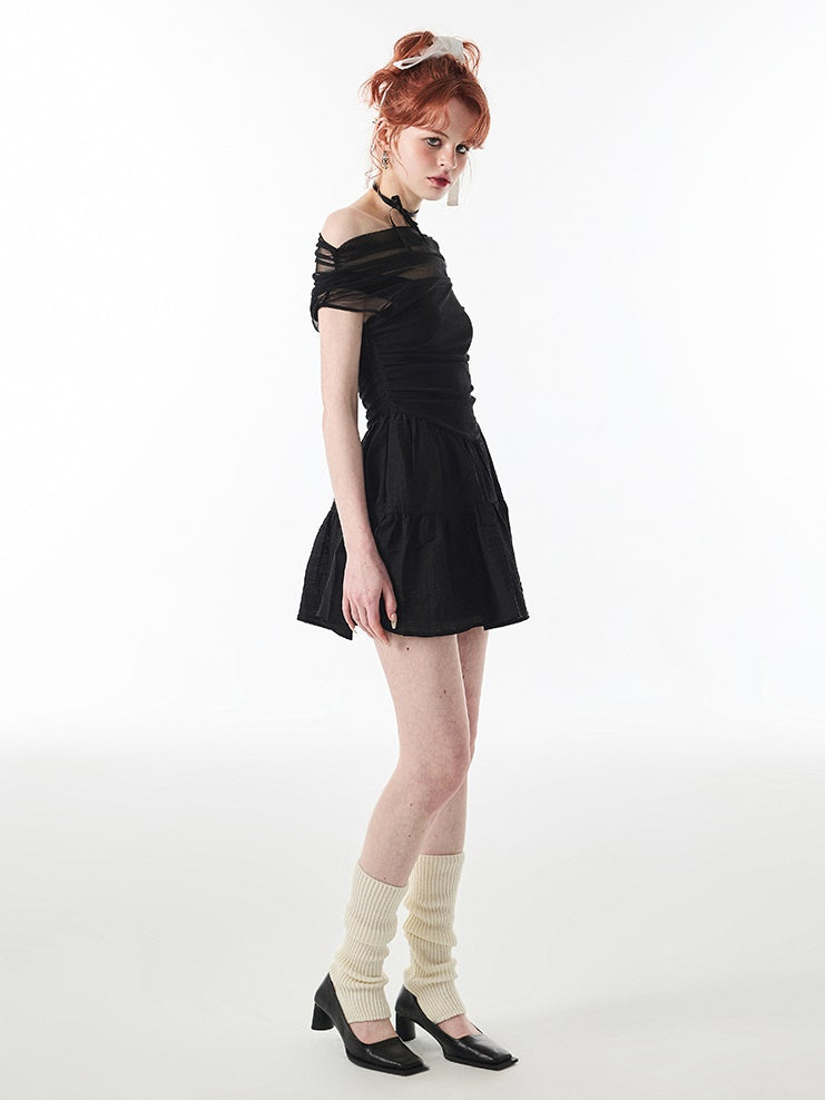 One-Shoulder Slim Fit Tüllkleid