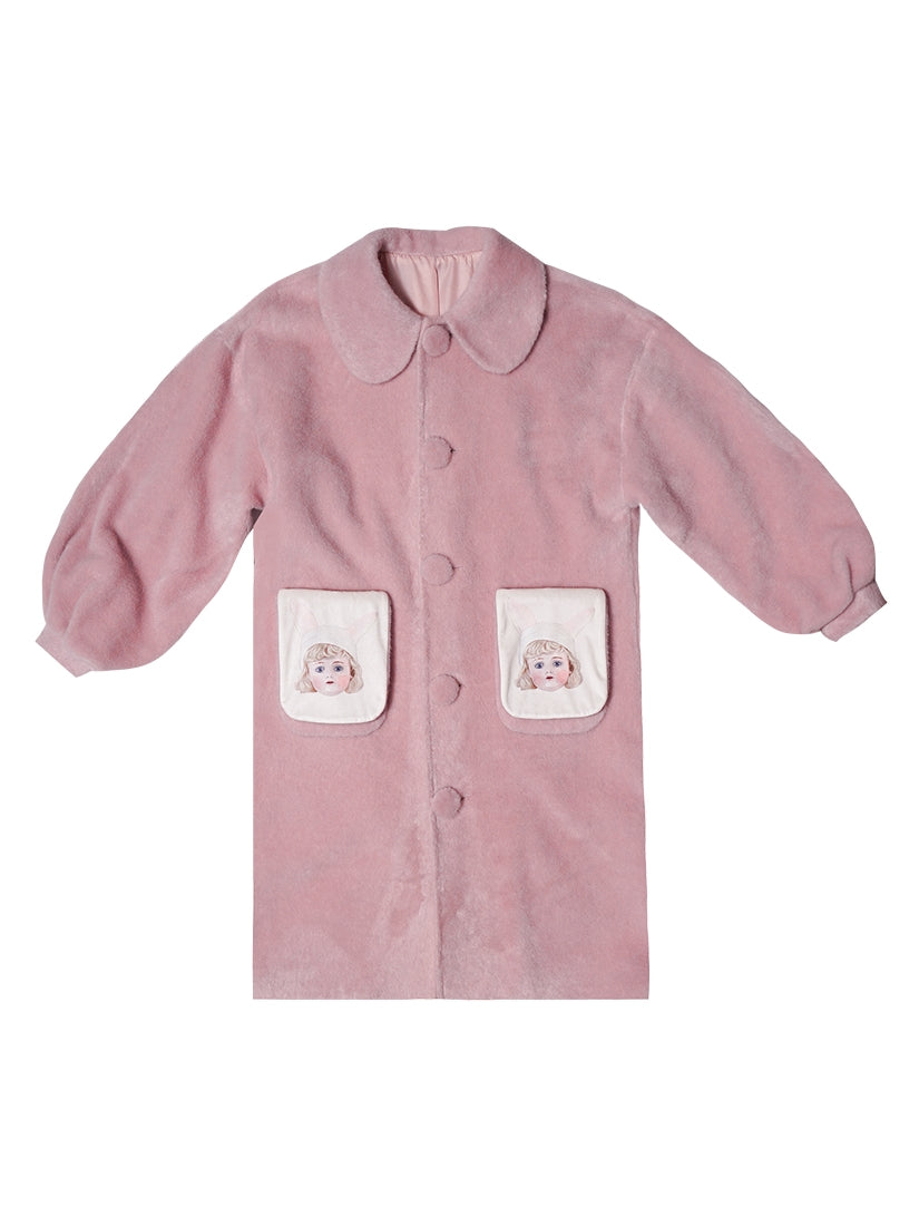 Langer süßer Frill Round-Collar-Mantel