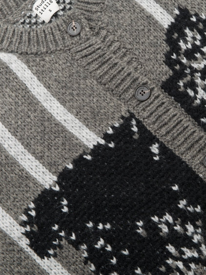 Stripe Retro Modest Knit Cardigan&Skirt