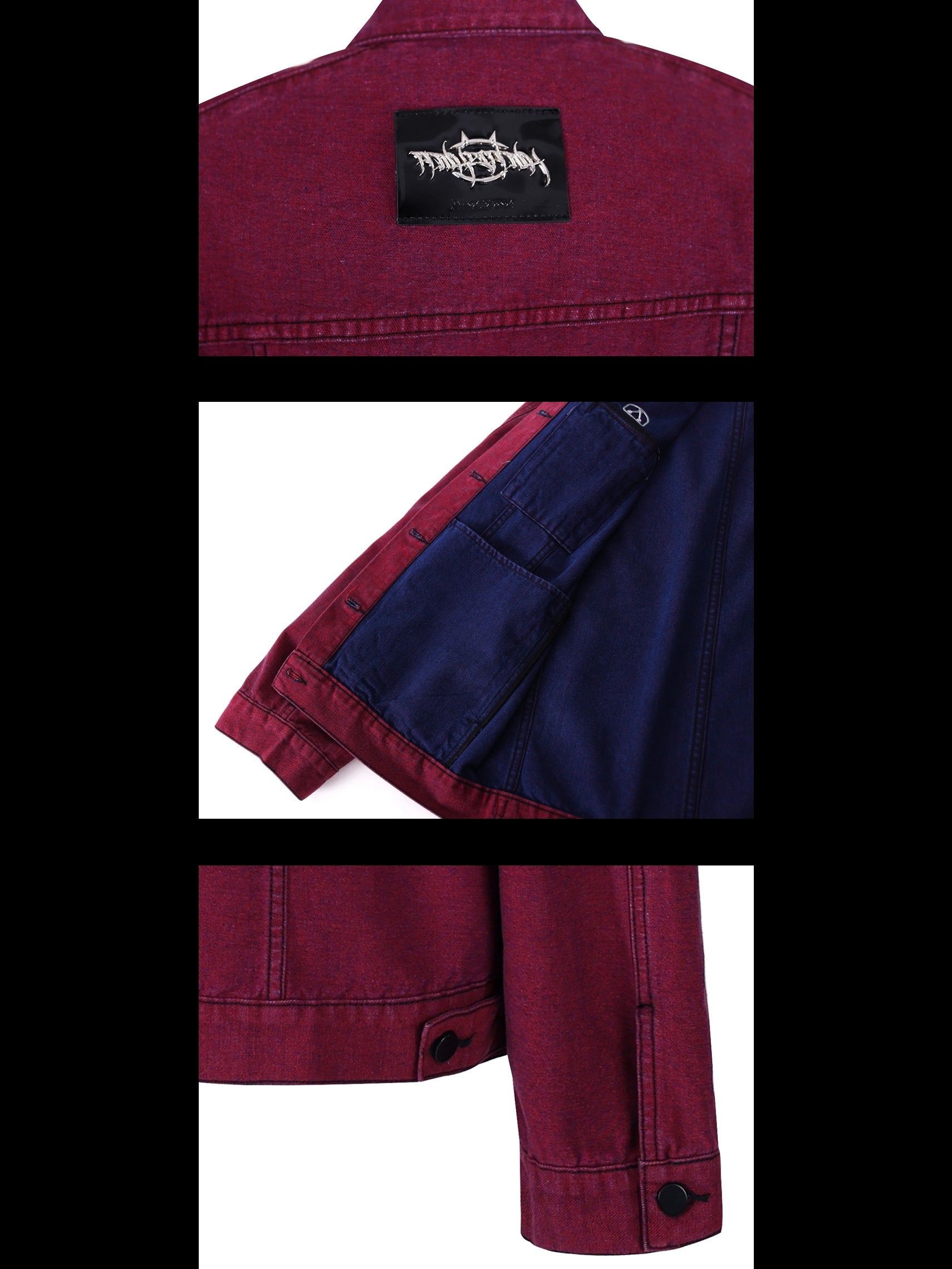 Flame Buckle Shoulder Pad Denim Jacket