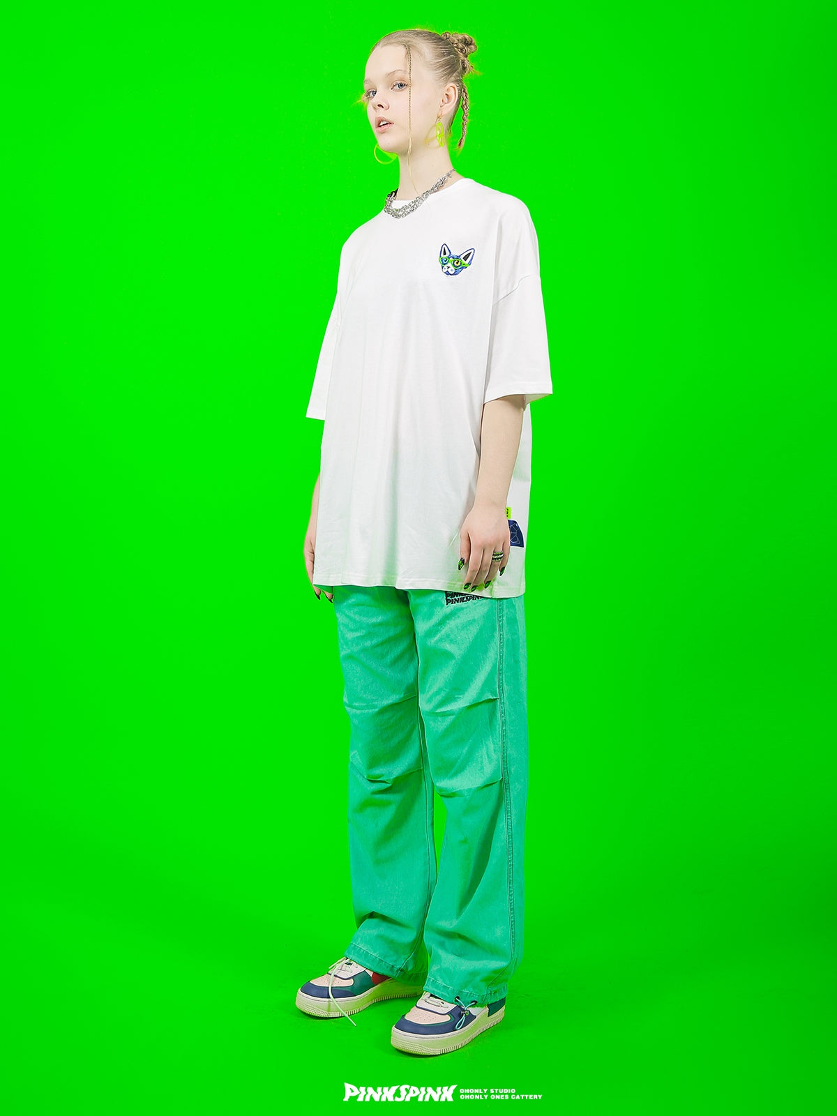 개 OnePoint 오버 사이즈 캐주얼 T 셔츠