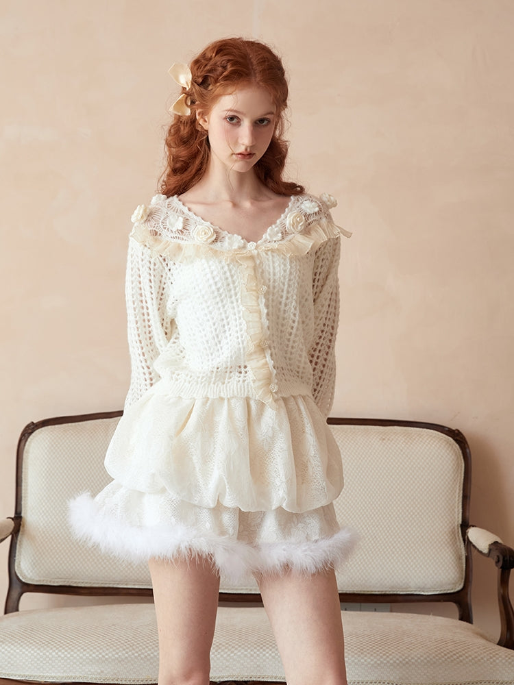 Cardigan en tricot rose à calibre bas douce