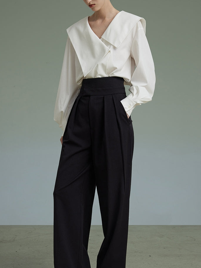 비대칭 V 넥 셔츠