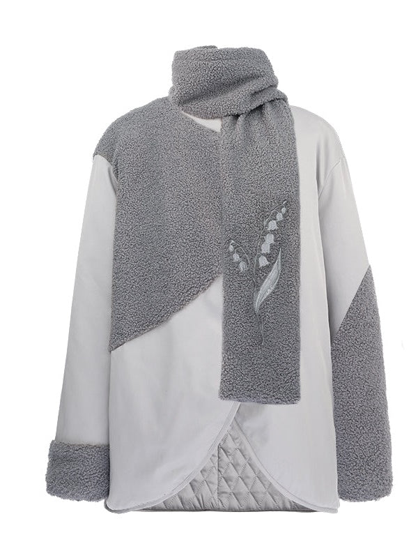 Cotton NO-COLLAR JACKET & MUFFLER