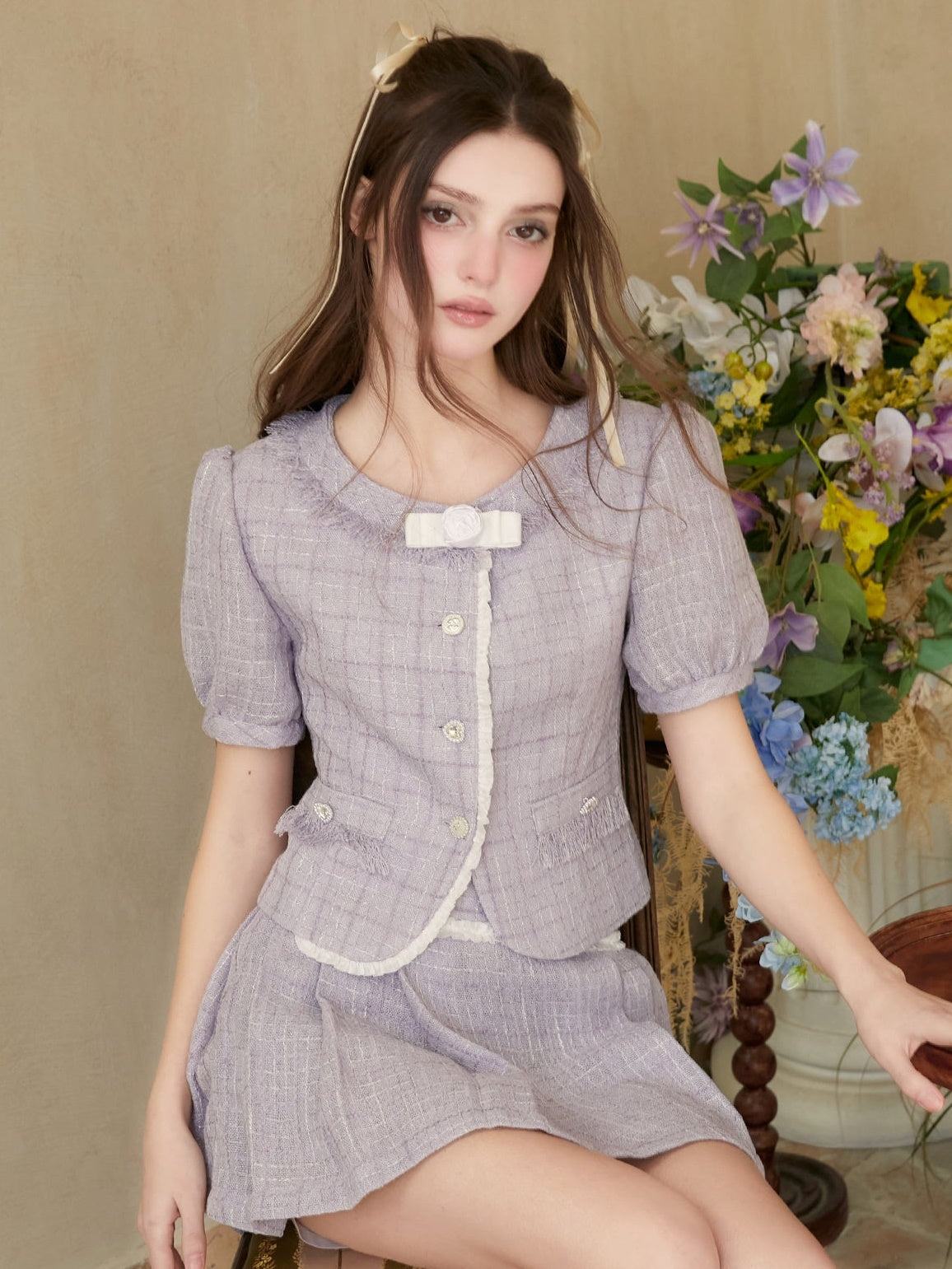 Parfum veste et jupe à manches courtes sans col