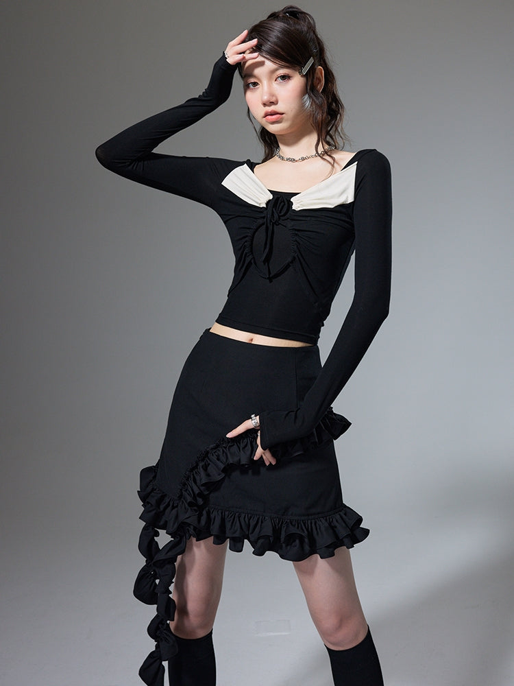 Quadratische Hals mit langem Märm von Bodhemd