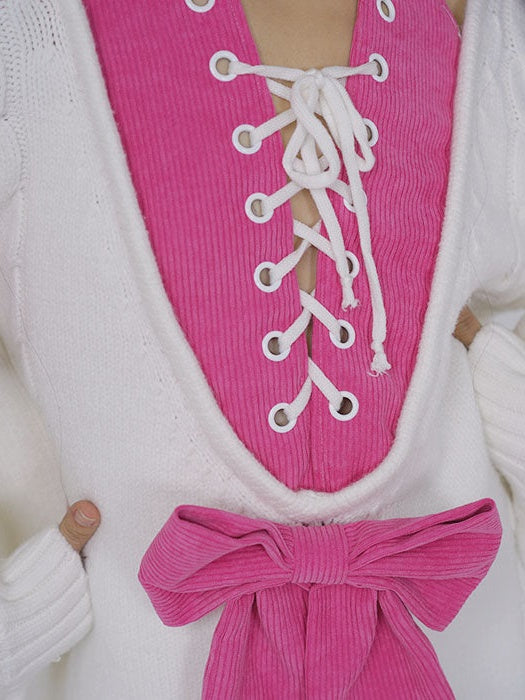 Oversize Lace-UP Sweater