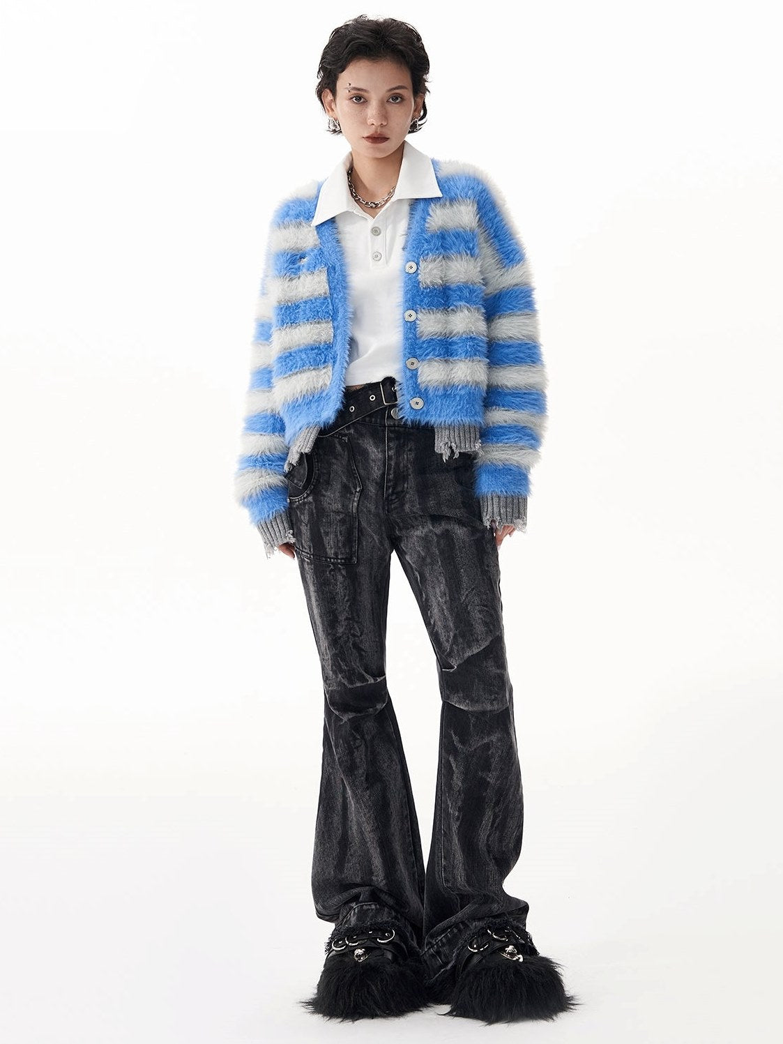 Slim High Waist Denim Micro Pants