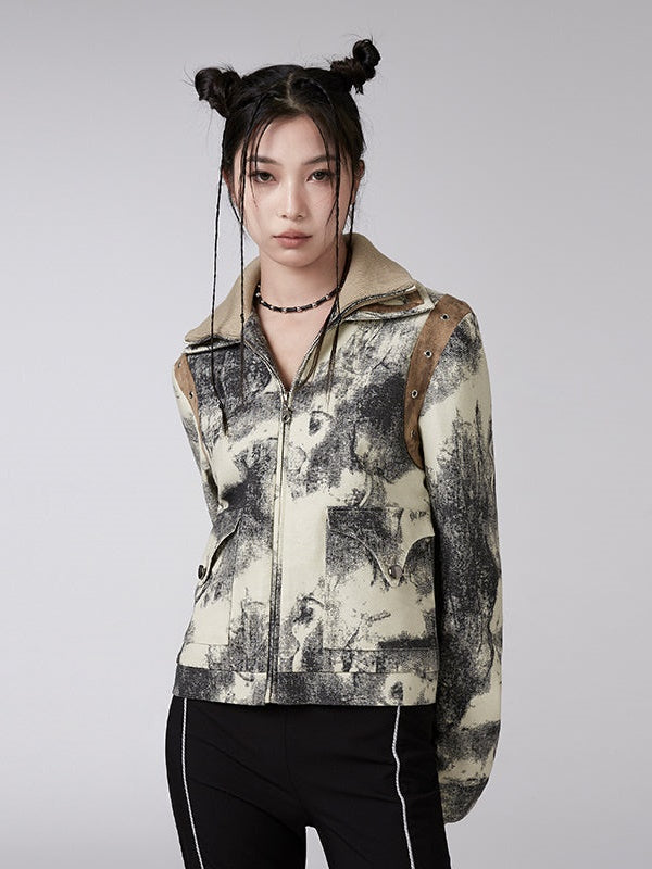 DOUBLE-COLLAR INK PAINTING JACKET