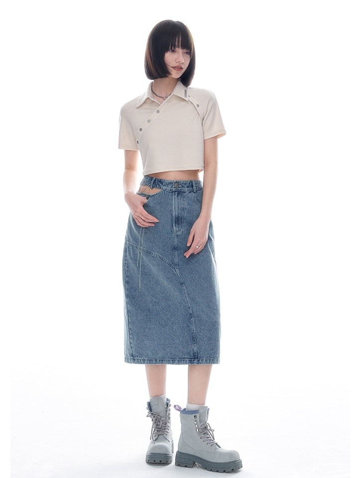 Jupe coupée au crayon en jean