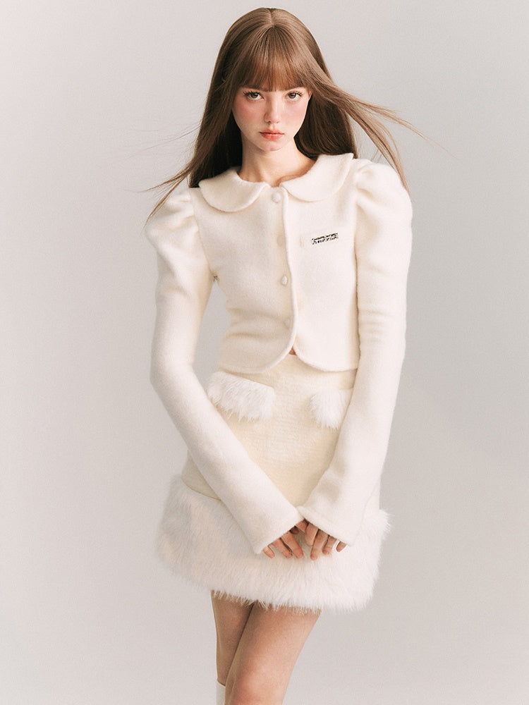 Fluffy Small FUR CARDIGAN JACKET