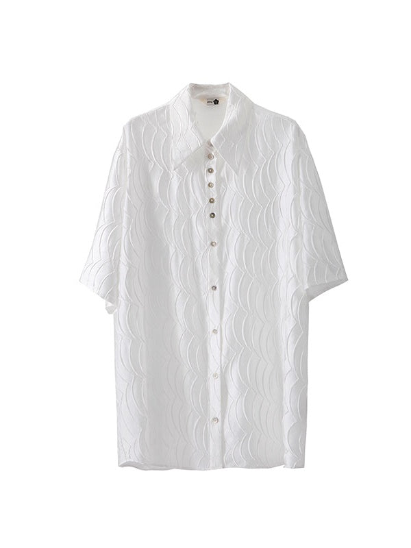 Satin Fish Scale Wrinkle Loose Shirt & Skirt