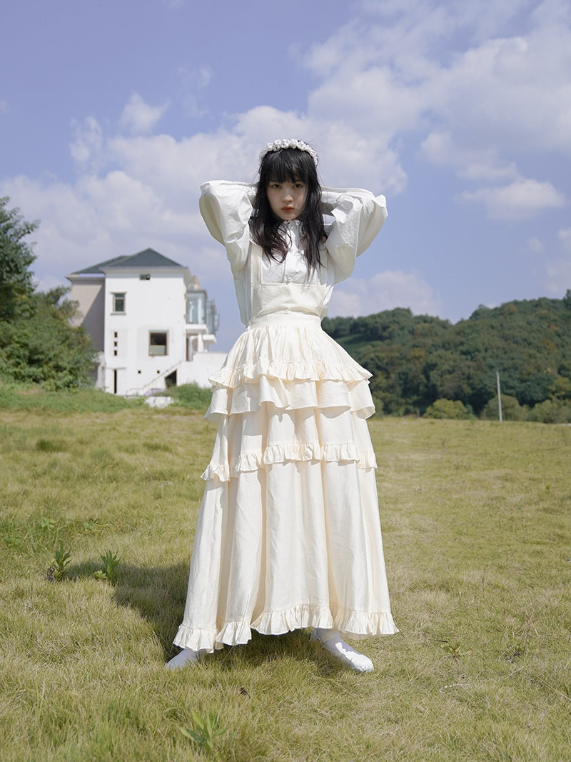 Abgestufte Retro Retro Fluffy Maid Ein Stück