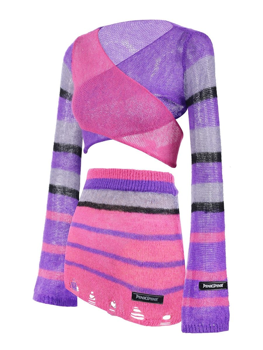 Impact Color Stripe Strick Top & Rock