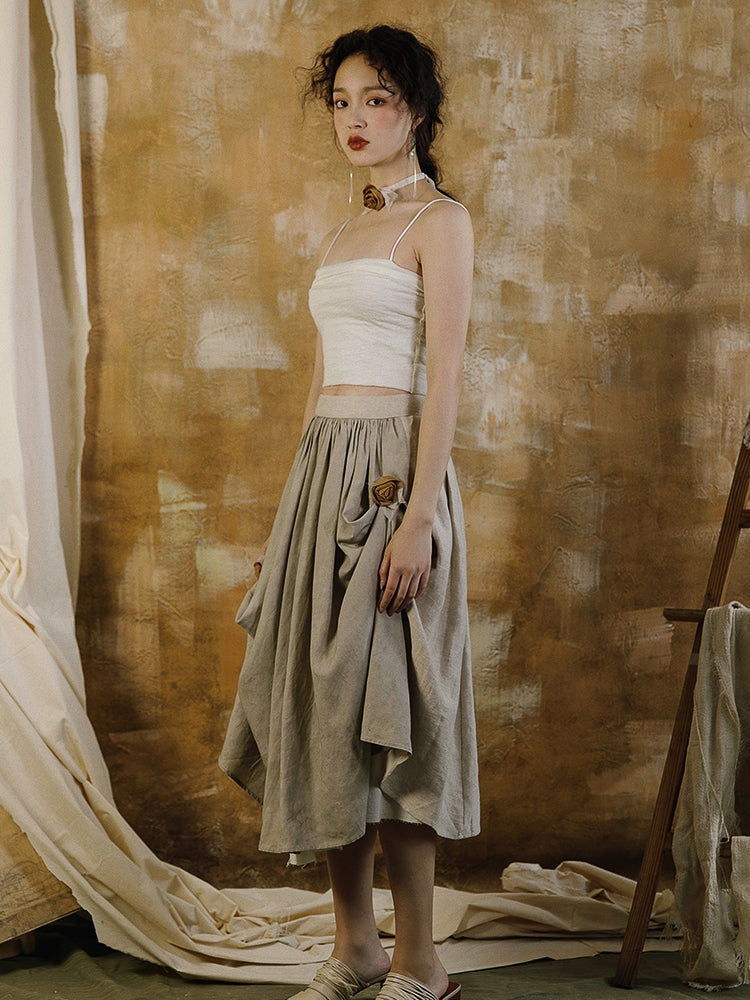 Tight Cropped Simple Natural Tanktop