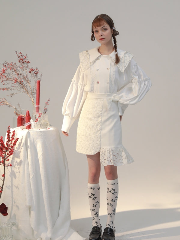 Asymétrie douce jupe chic en dentelle