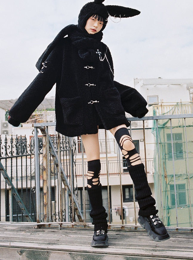 토끼 가짜 양고기 플러시 재킷