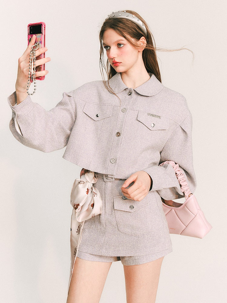 캐주얼 짧은 재킷 및 튜브 탑 & 컬로 테