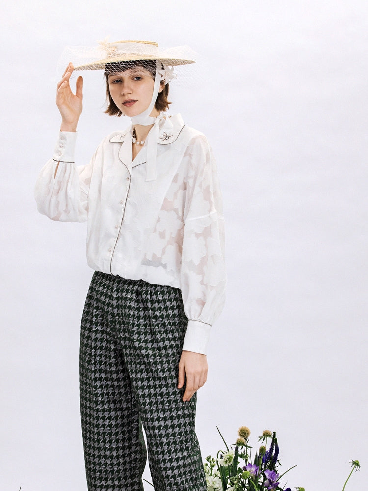Schiere Stickerei Femineine Bluse
