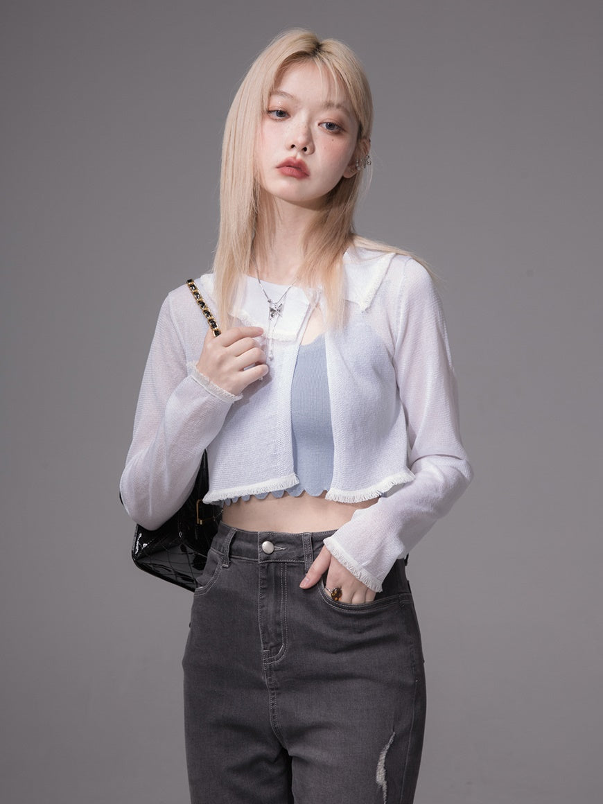 Sunscreen Fringe Edge Knit Cardigan