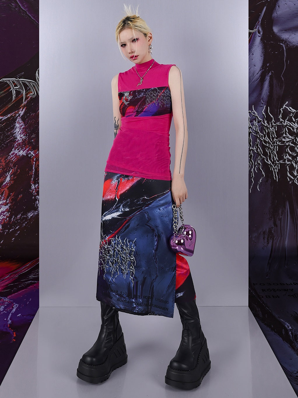 Psychedelic Mesh Sleeveless Top