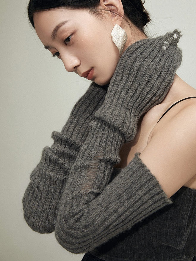 Hole Knit Long Arm Warmer