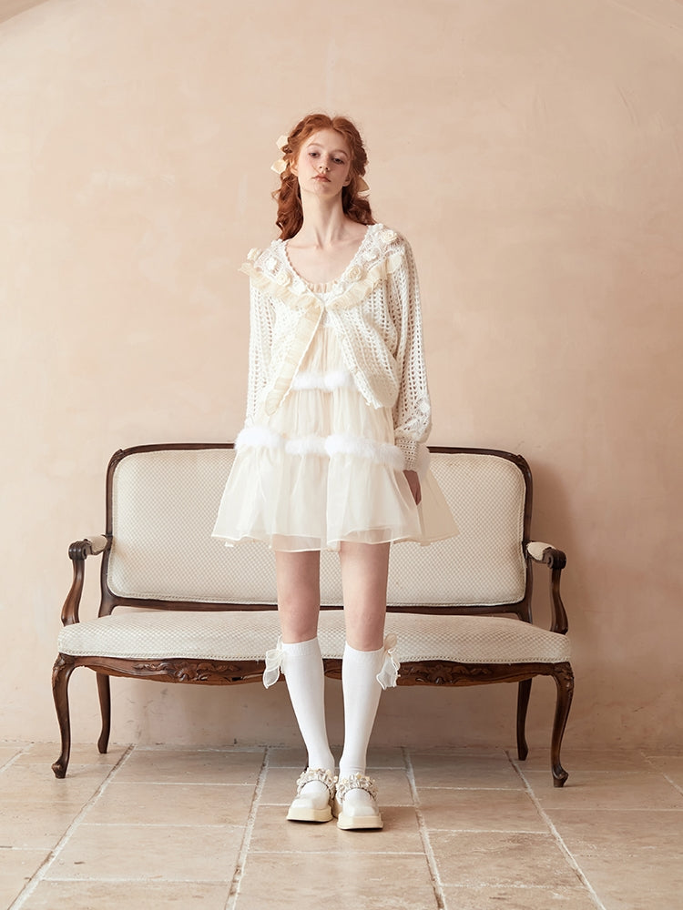 Cardigan en tricot rose à calibre bas douce