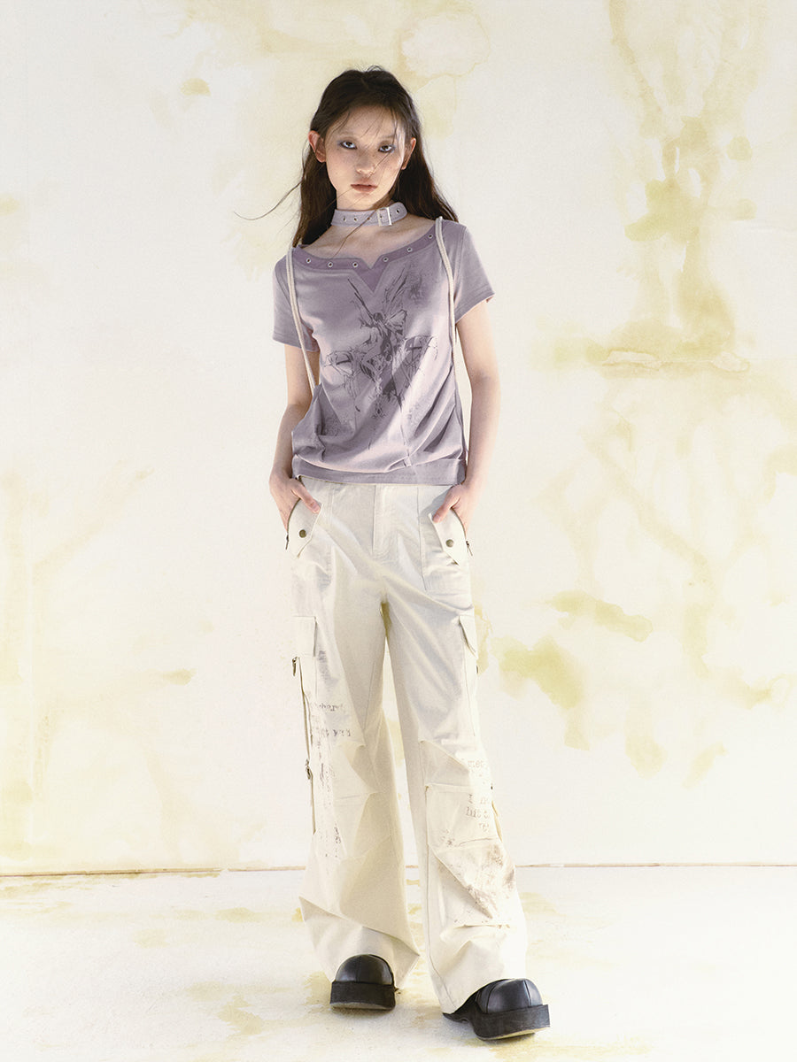 Multi Pocket Wide Leg Pants