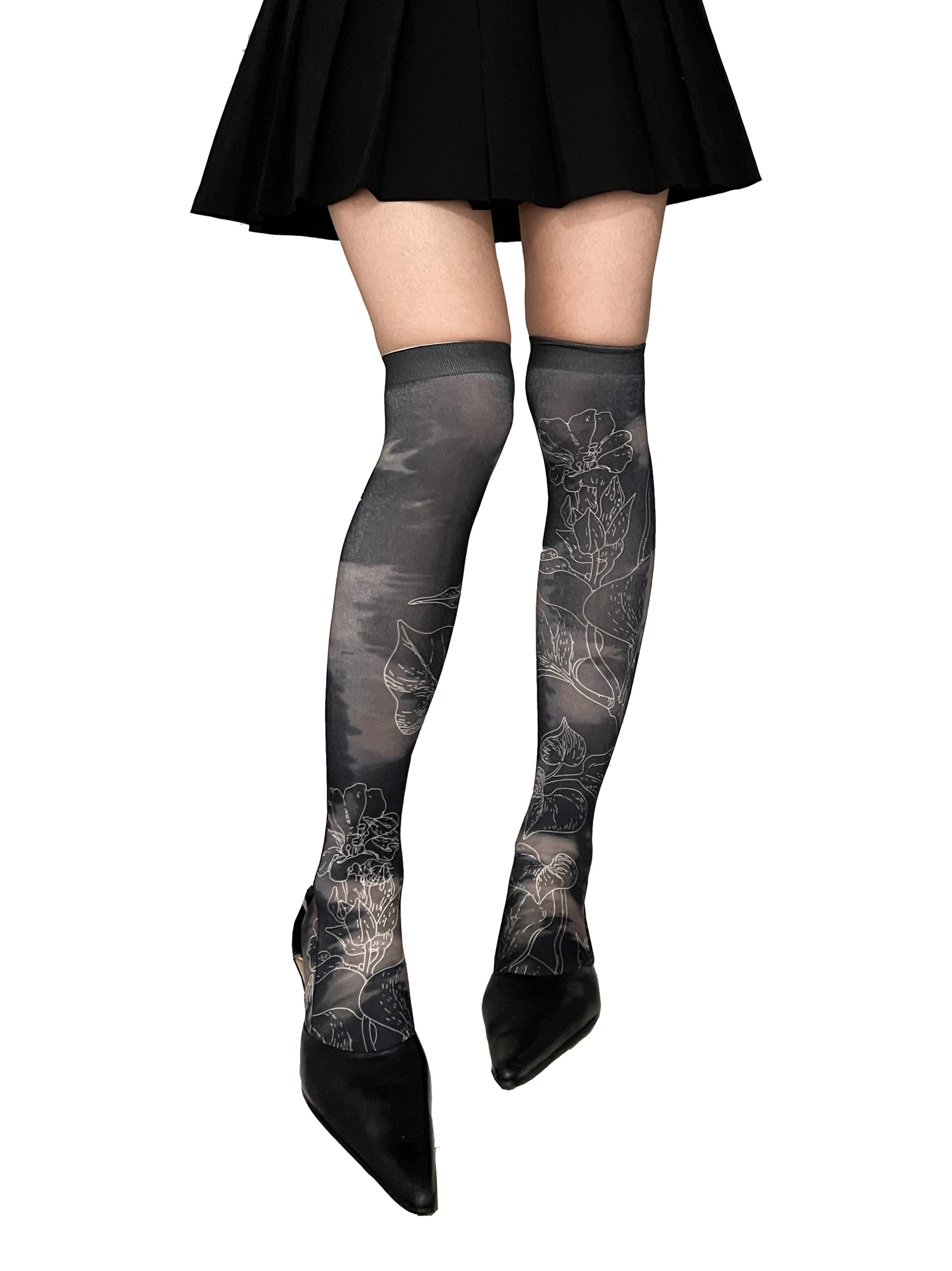 Print Elastic Mid-Tube Stockings 60D