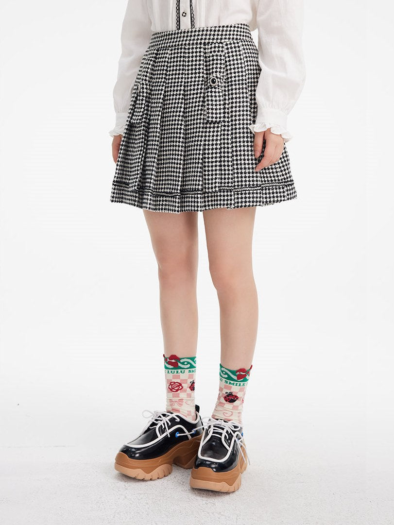 Plaid Short Pleats Skirt