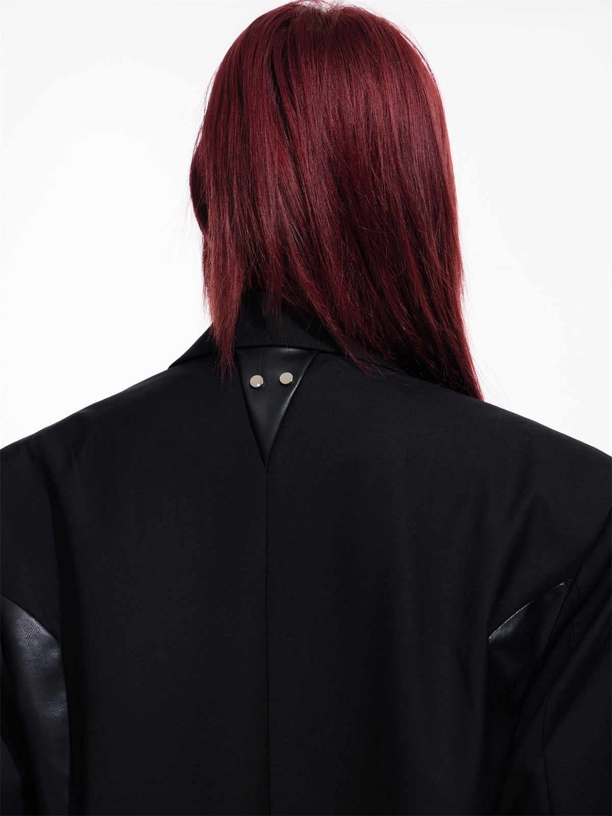 LOOSE PU Leather Patchwork Showder Pad Jacket
