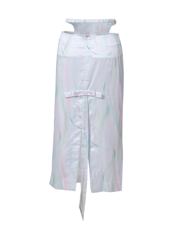 백 슬릿 수색 긴 니치 스커트