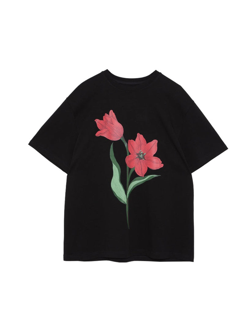 Tulip Print Drop Shoulder T-Shirt