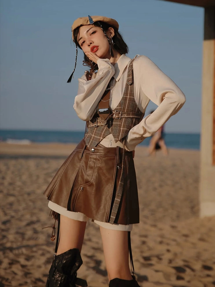 British Style Anzug Jacke & Shirt & Culottes