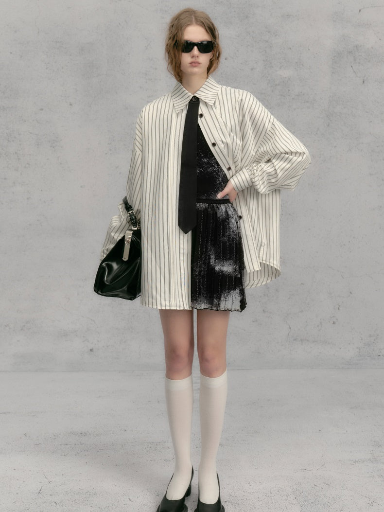 느슨한 줄무늬 셔츠