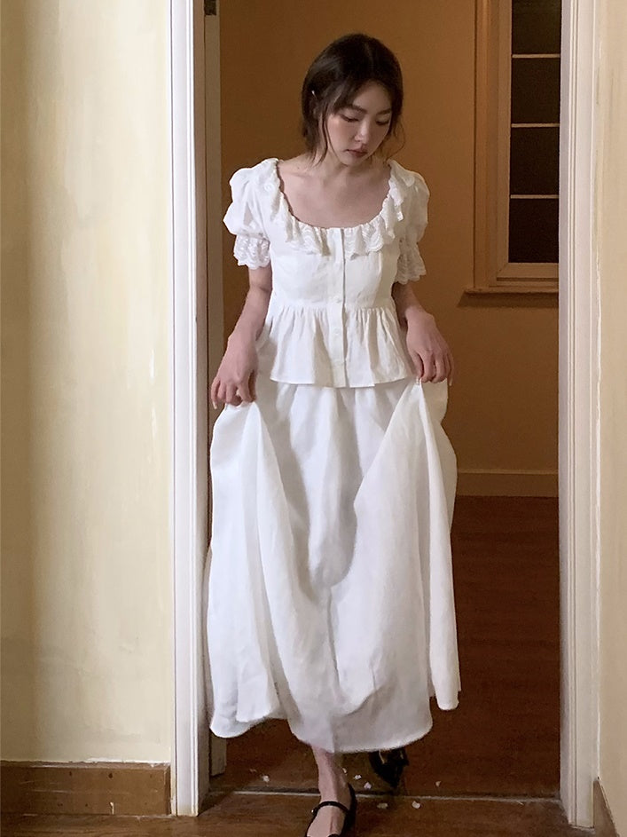 Französischer Spitzenpuffhemd Hemd