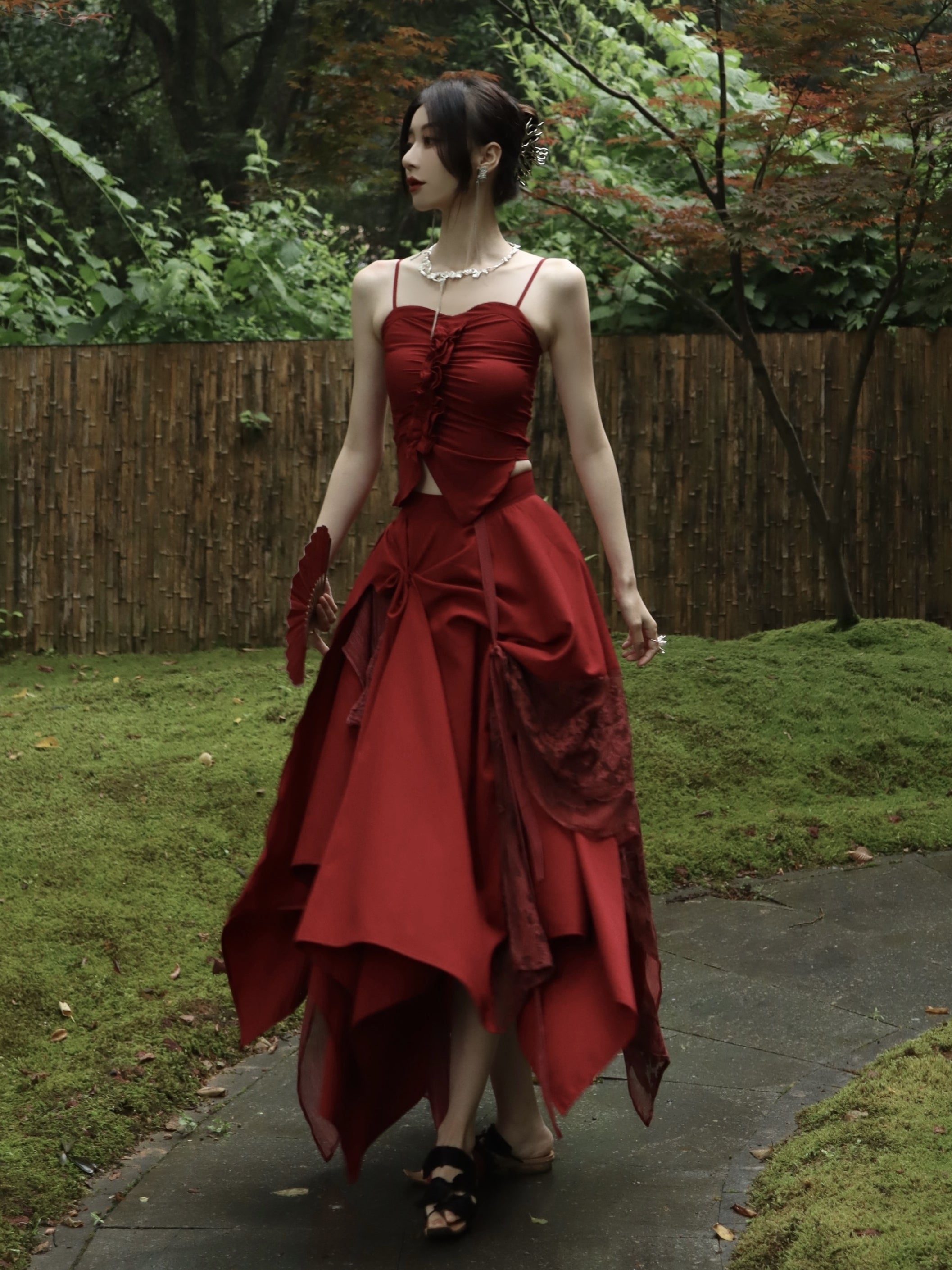 Seidennähte a-line-Spitzenrock