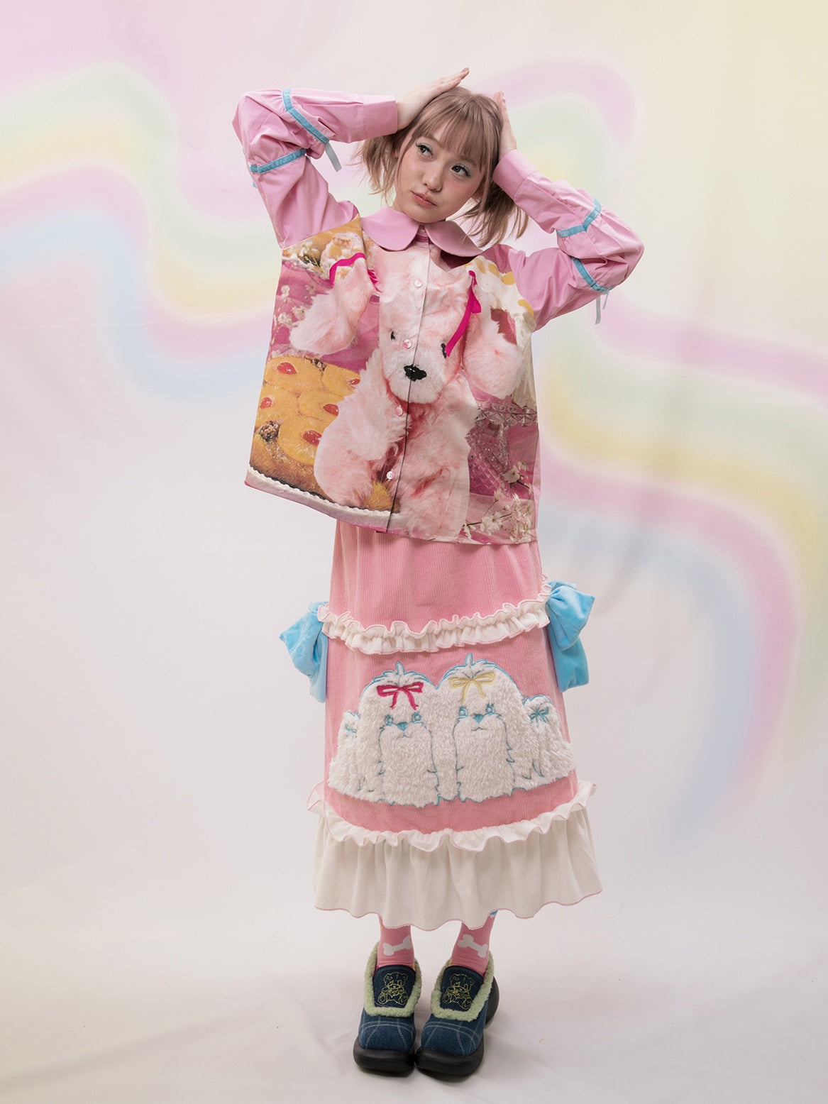 Gedruckter Cord -Spitzenrock