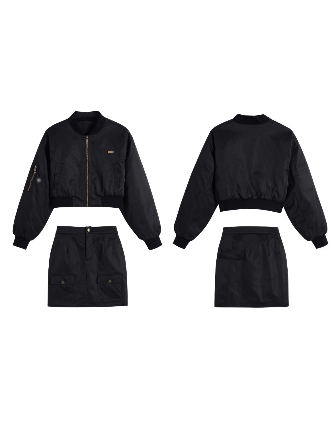 Jacket et jupe courte de baseball matelassé